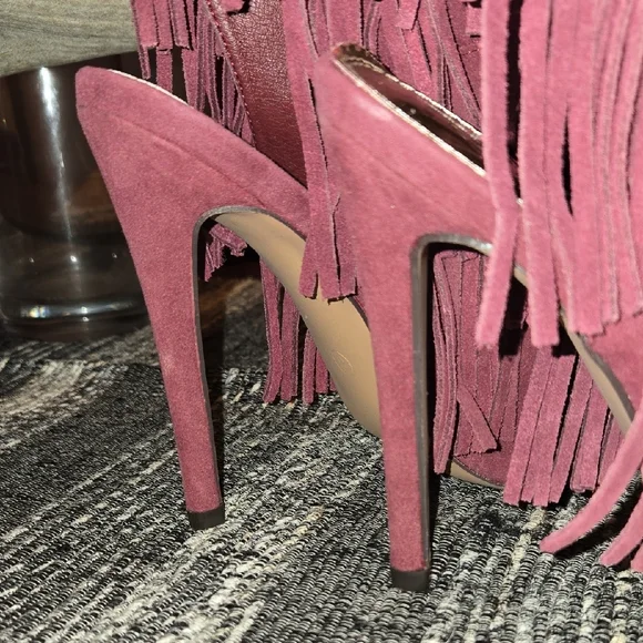 Fringed Peep-Toe Women's Shoes - Pink - Picture 10 of 11
